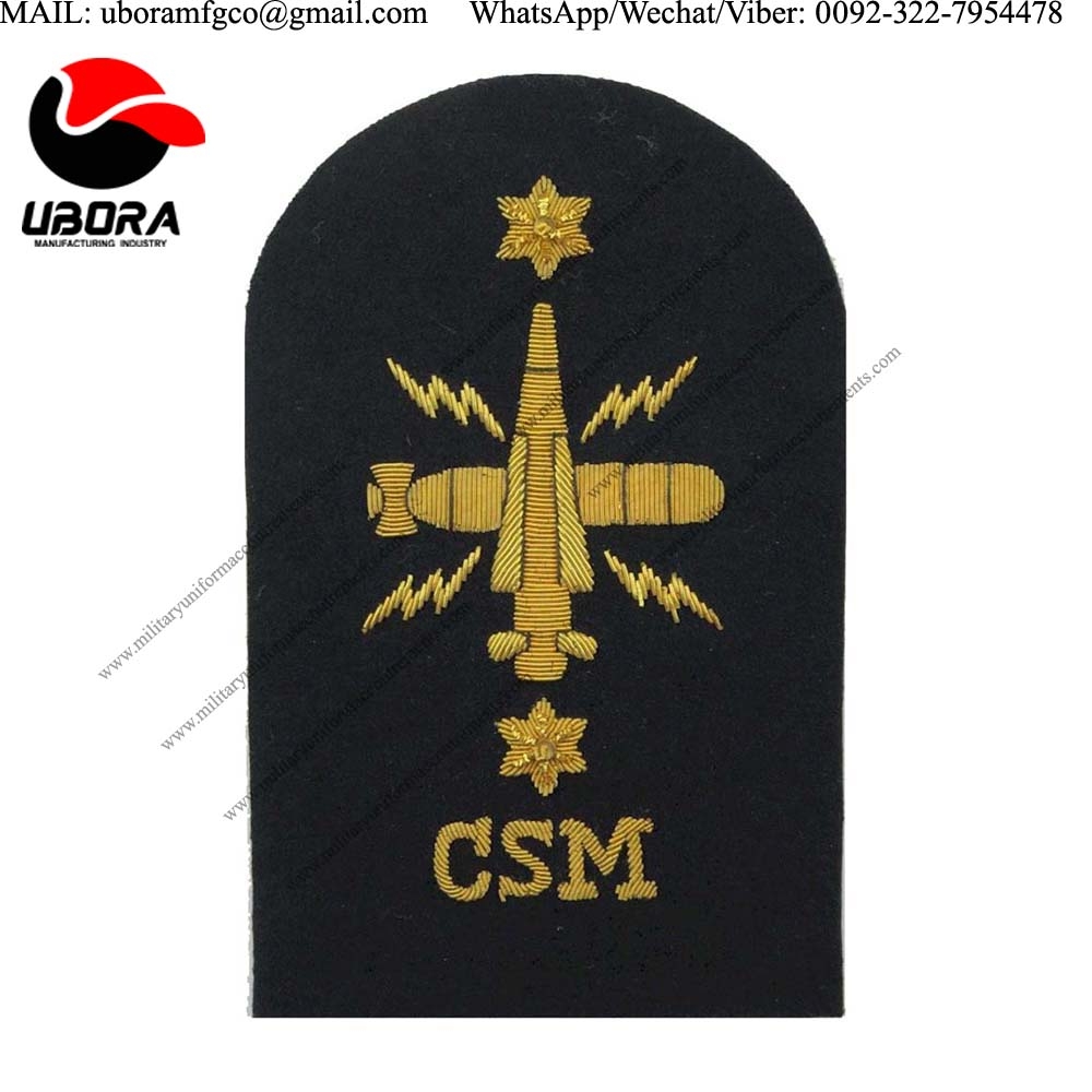 military motif hand embroidery badges Operator Mechanic  + 2 Stars CSM Trade - Gold On Navy Bullion 